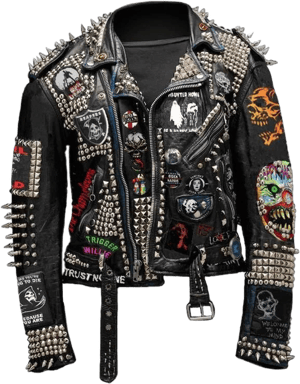 PunkSpiked Studs Patches leather jacket men punk jacket studded leather jacket