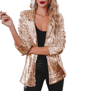 Women's Open Front Shiny Sequin Cardigan Jacket