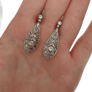 Art Deco Round Diamond Drop Earrings