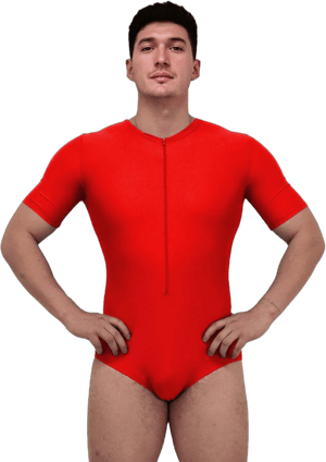 Men's Half Sleeve Zip Front Leotard