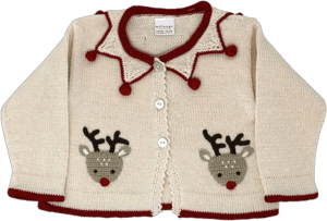 Melange Collection Girls' Knit Reindeer Cardigan