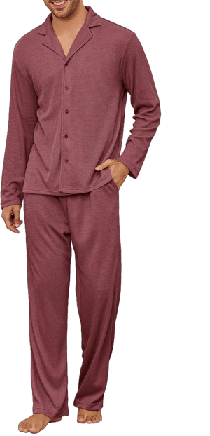 Men's Waffle Knit Long Sleeve Pajama Set