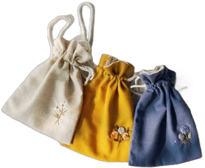 Custom Floral Drawstring Bag Embroidery, Personalized Embroidered Pouch, name pounch,Cosmetic Bag, Linen drawing pounch, Jewelry Pouch,