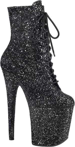 Pleaser FLAMINGO-1020GWR Lace-Up Front Glitter Ankle Boot