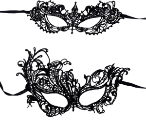 Honbay 2PCS Mysterious Fun Lace Masks for Masquerade Proms