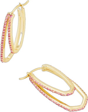 Kendra Scott Barbie x Gold Hoop Earrings in Pink Crystal | Plated Brass