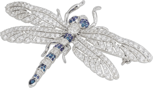 Dragonfly Brooch with Silver Sapphire CZ