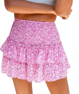 Cottagecore Women's Floral Pleated High Waist Mini Skirt