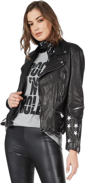 Posey by Lauren Moshi Rock 'n' Roll Leather Moto Jacket