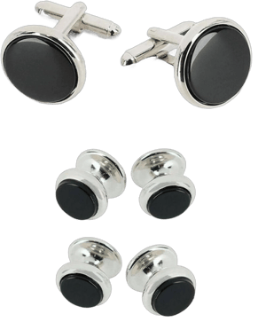 Trafalgar Men's Sutton Genuine Onyx Cuff Link Stud Set