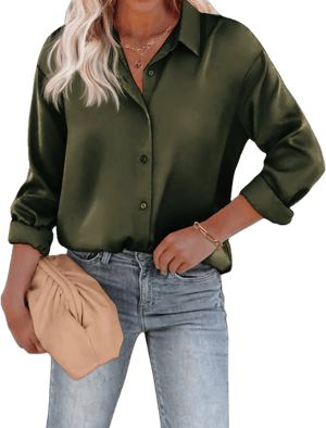 Women's Satin Silk Button Down Shirt