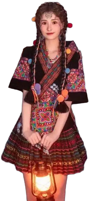 Young Girls Embroidered Chinese Miao Suit