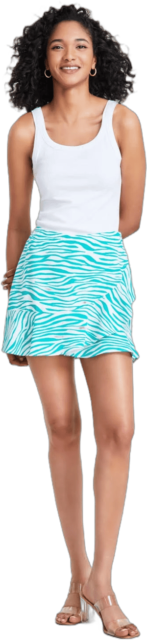 BarIII Women's Zebra-Print Ruffled Crossover-Hem Skort