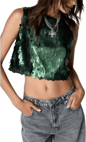 Nasty Gal Women's Disc Sequin Crop Top