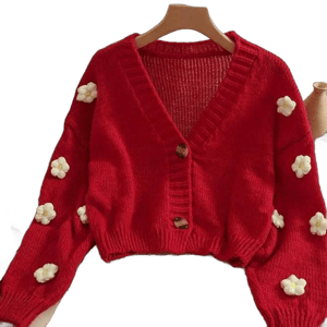 Women's Floral Cardigan with Embroidered Flowers