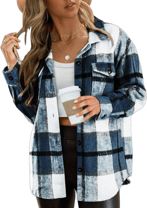 Women's Flannel Plaid Shacket Jacket