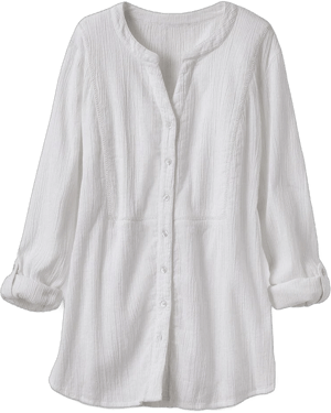 Coldwater Creek Crinkle Cotton Openwork Shirt