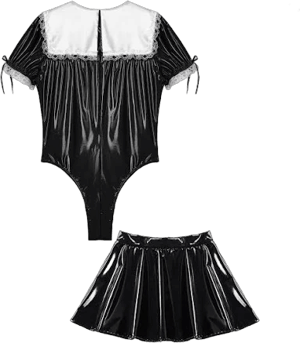 Mens Maid Cosplay Outfit Roleplay French Maid Costume Zipper Lace Trim