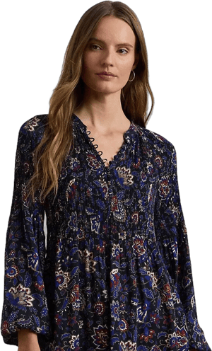 Ralph Lauren Women's Floral Pleated Georgette Blouse