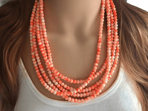 Tie Dye 5 Strand Beaded Chunky Bib Necklace