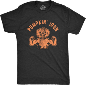 Mens Crazy Dog T-Shirts Pumpkin Iron Tshirt Funny Halloween Workout Fitness Jack-O-Lantern Graphic Tee