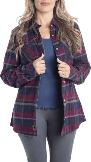 Legendary Whitetails Women's Cottage Escape Flannel Long Sleeve Plaid and Solid Color Clothes for Women's