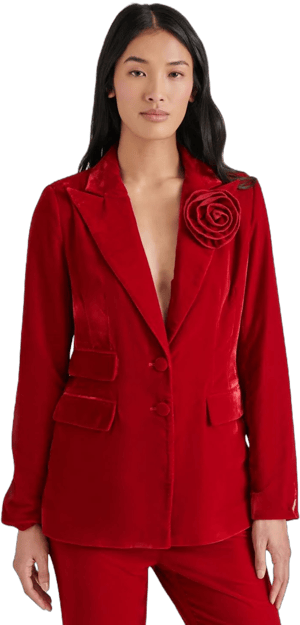 Steve Madden Women's Merene Velvet Rosette Blazer