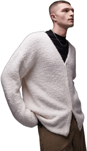 Topman Men's Relaxed Fit Bouclé Cardigan