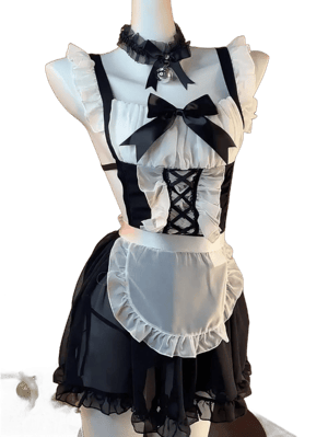 Gothic Chiffon Apron Costume Dress