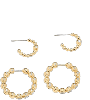 Adriana Orsini 18K Goldplated Double Ball Hoop Earrings (Set of 2)