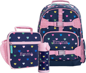 Navy Pink Multi Hearts RPET Bundle RPET Large Backpack