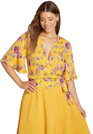 Modcloth Best Is Yet To Come Floral Wrap Top