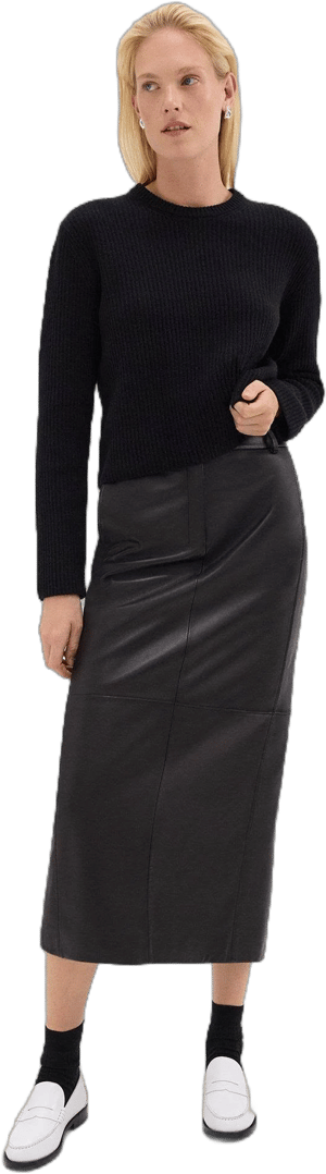 Theory Women's High-Rise Nappa Leather Midi Skirt