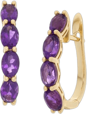 Zales 14K Gold Oval Amethyst Hoop Earrings