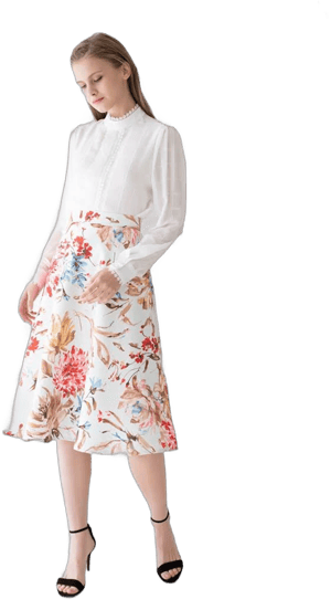 Floral Print A-Line Midi Skirt