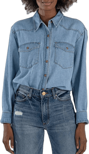 Kut from The Kloth Mika Western Chambray Button-Up Shirt