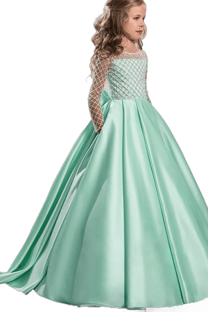 A-Line Floor Length Satin Flower Girl Dress