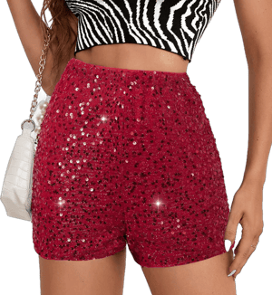 Women's High Waist Sequin Performance Glitter Clubwear Rave Shorts