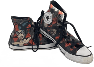 Converse Harley Quinn Sneakers Dc Comics Shoes High Top Lace Up Black