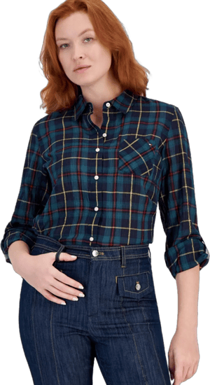 Tommy Hilfiger Women's Plaid Roll-Tab-Sleeve Button-Down Shirt