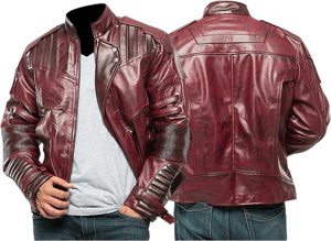 LP-FACON Mens Superhero Star Biker Maroon Cosplay Costume Leather Jacket Faux/Real