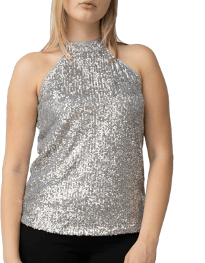 Cable & Gauge Women's Halter Neck Sequin Blouse