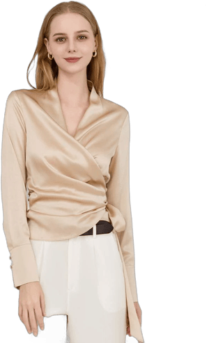 Daisysilk Women's 100% Silk V-Neck Wrap Blouse