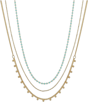 14K Gold Flash Plated Layered Chain Necklace Set