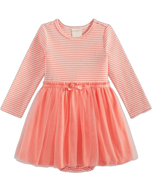 First Impressions Baby Girls Striped Tulle-Skirt Bodysuit Dress