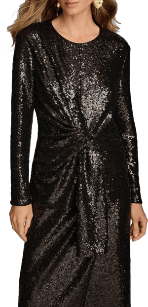 Donna Karan Women's Sequin Tie-Front Long Sleeve Top