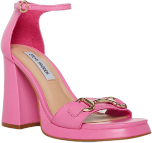 Steve Madden Women's Cienna Leather Ankle Strap Block Heel Sandals