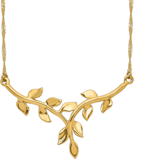 14K Yellow Gold Leaf Pendant Necklace