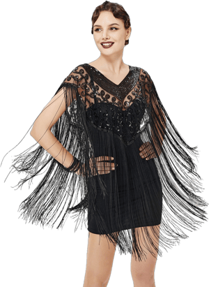 BABEYOND Sequin Beaded Long Fringed Shawl