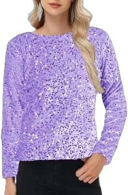 Anna-Kaci Women's Long Sleeve Sequin Top